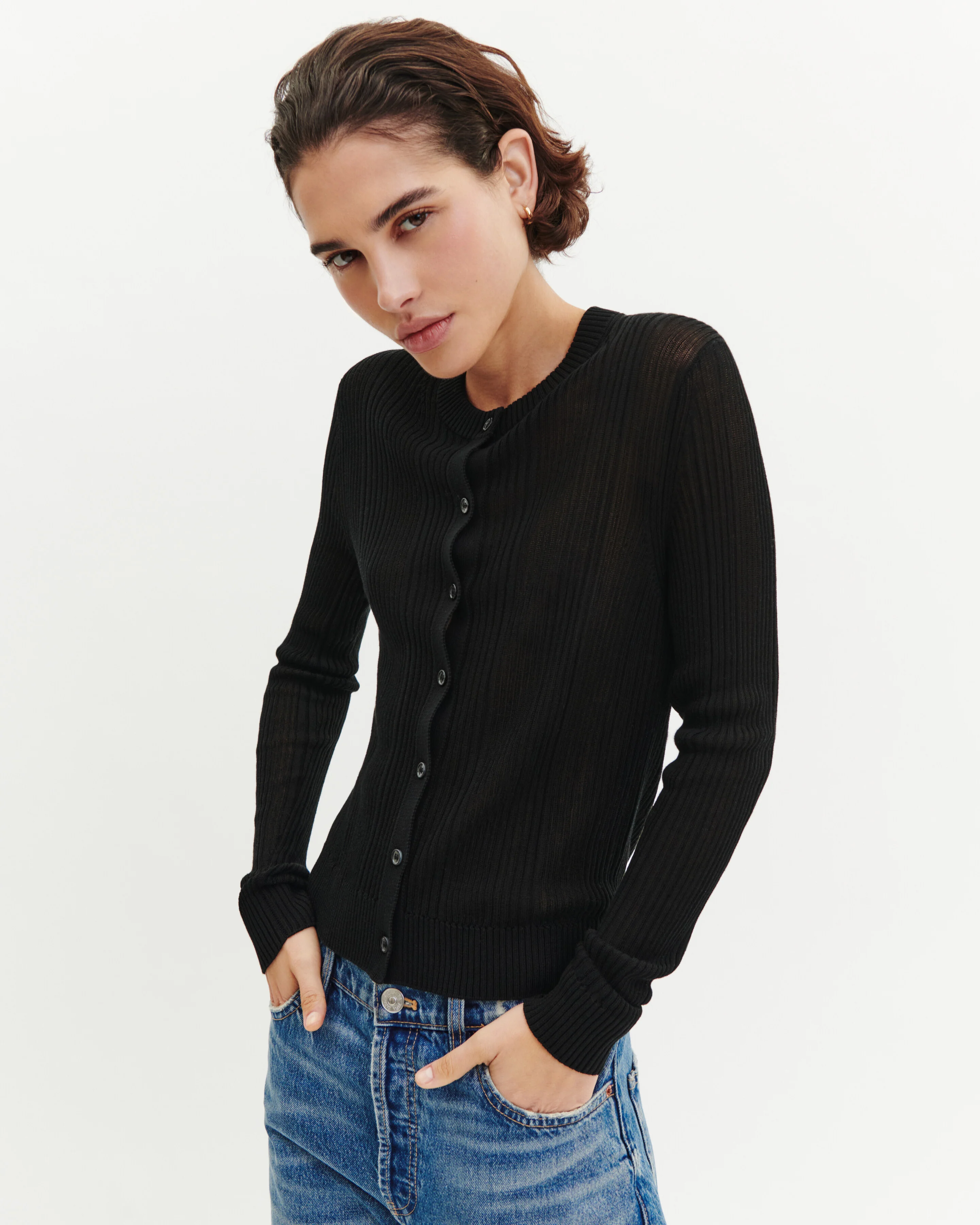 Cardigan côtes transparentes - Image 2