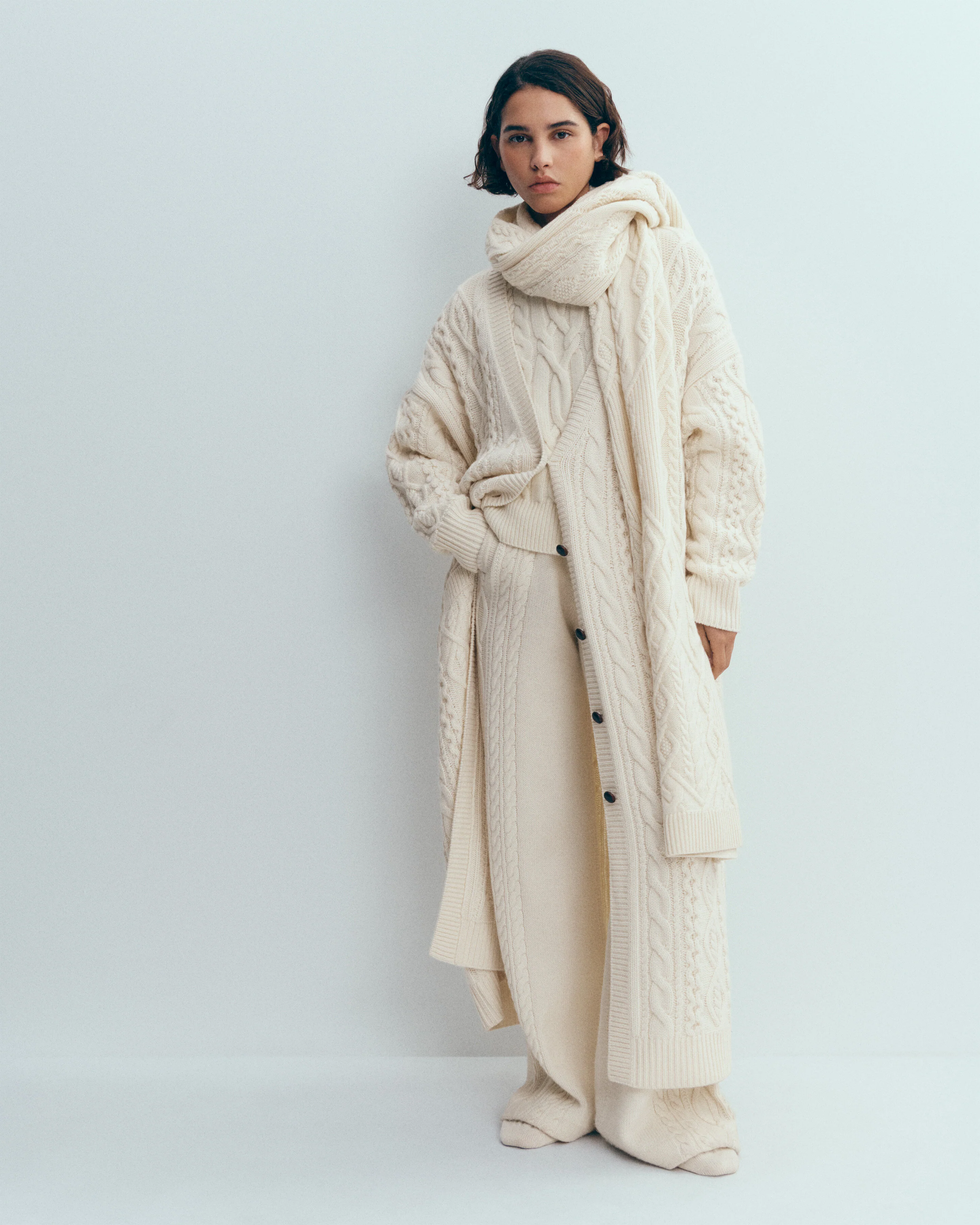 Cardigan long à torsades