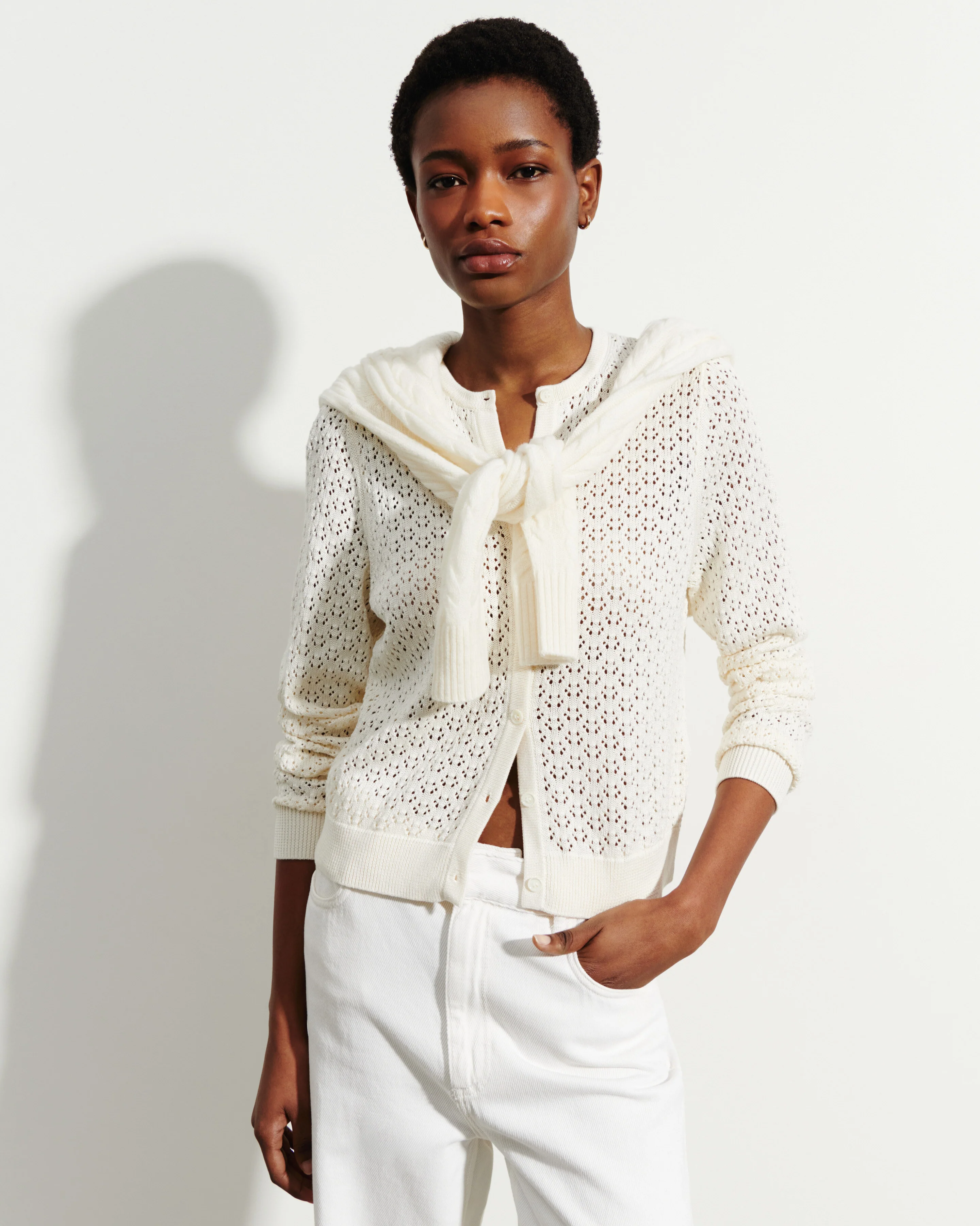 Cardigan pointelle