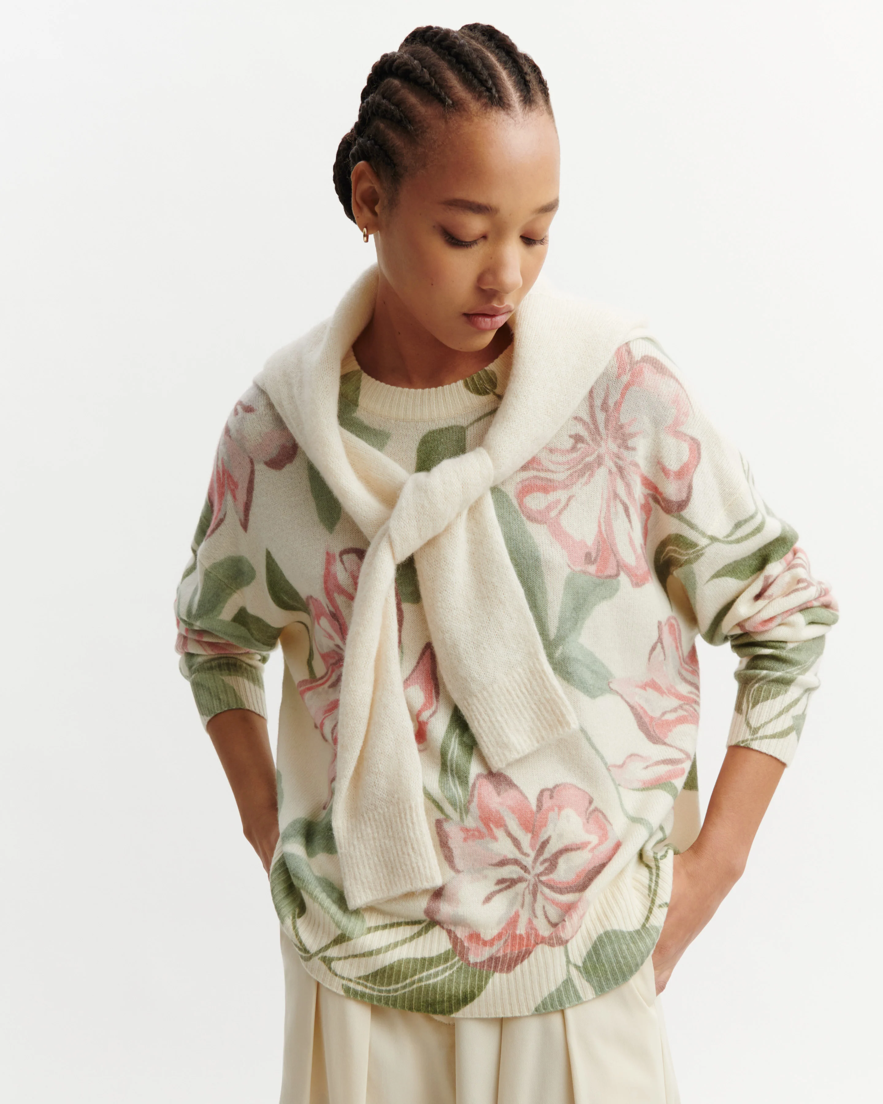 Col rond oversized imprimé