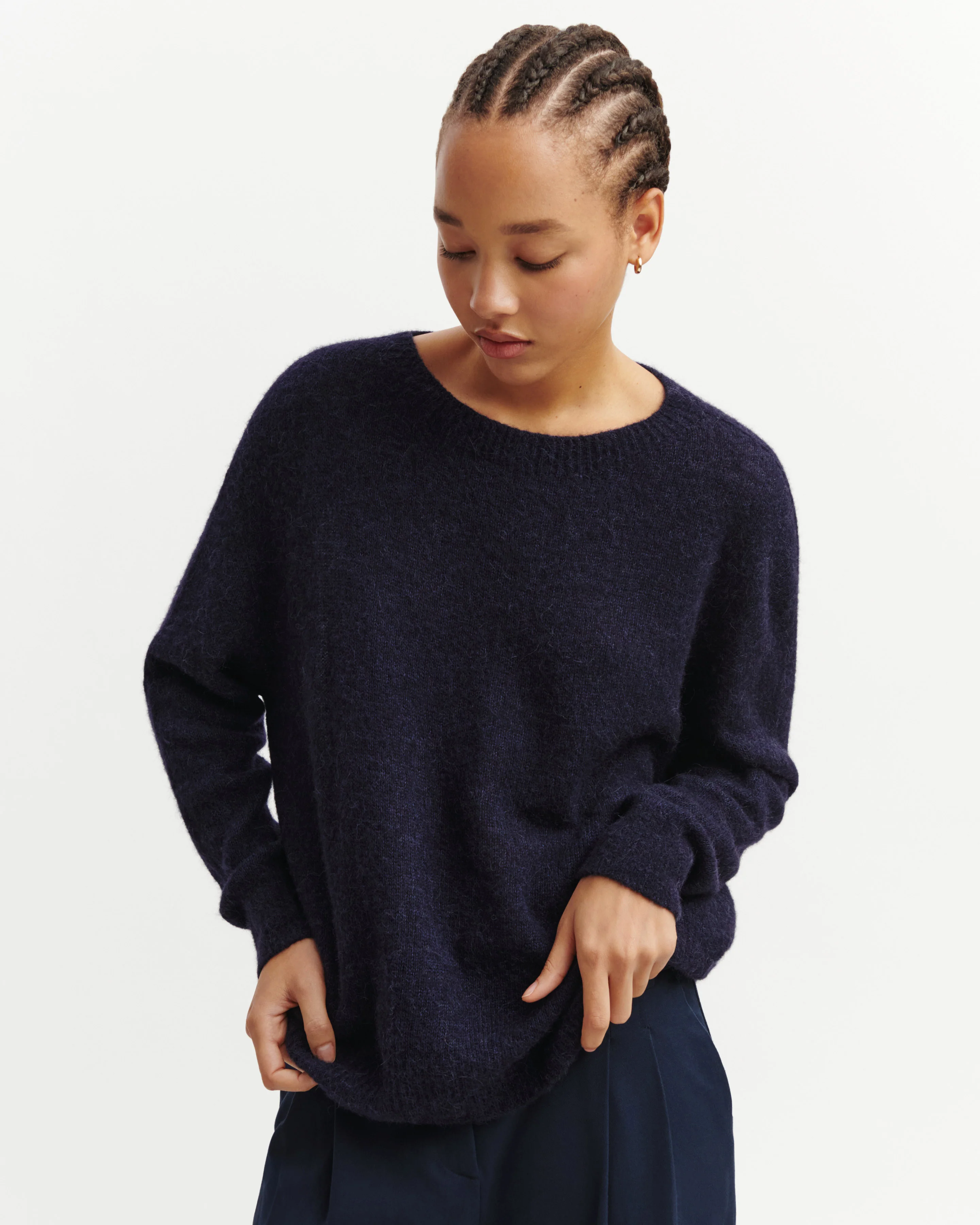 Col rond oversized plume