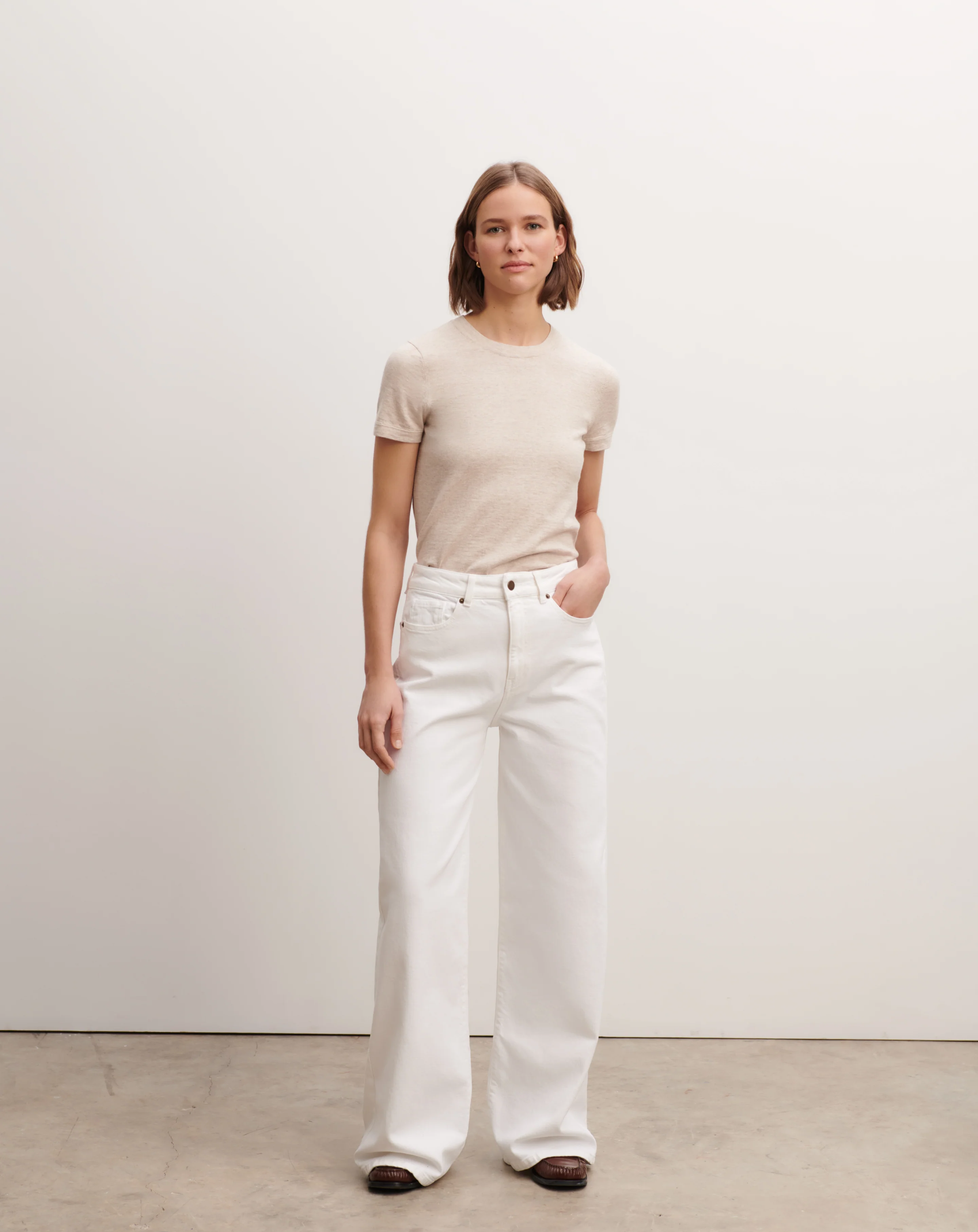 Jean denim blanc large
