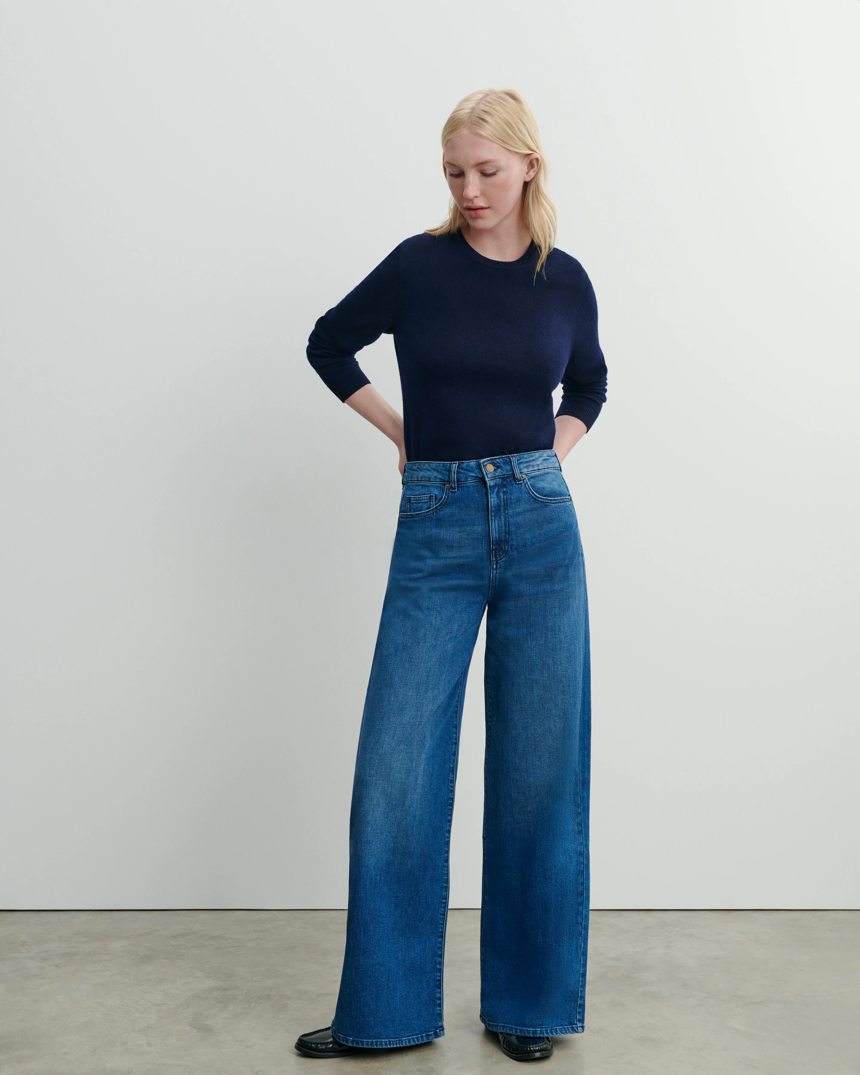 Jean denim large délavé