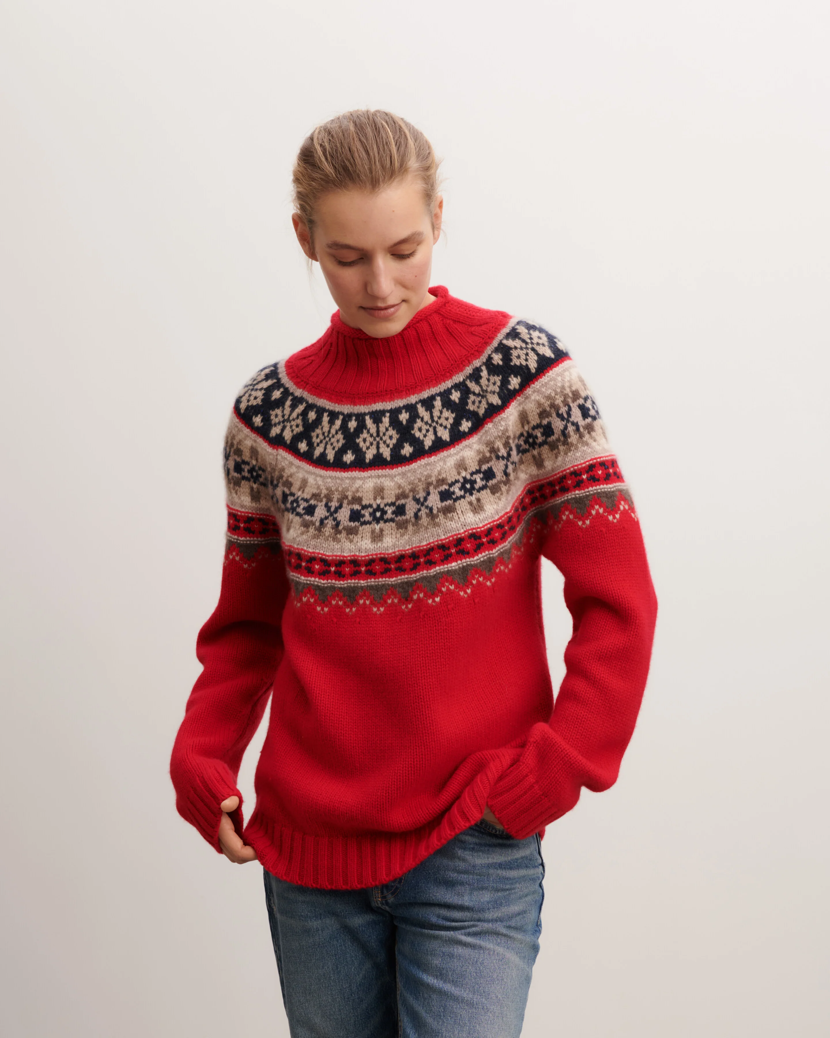 Pull col montant fairisle