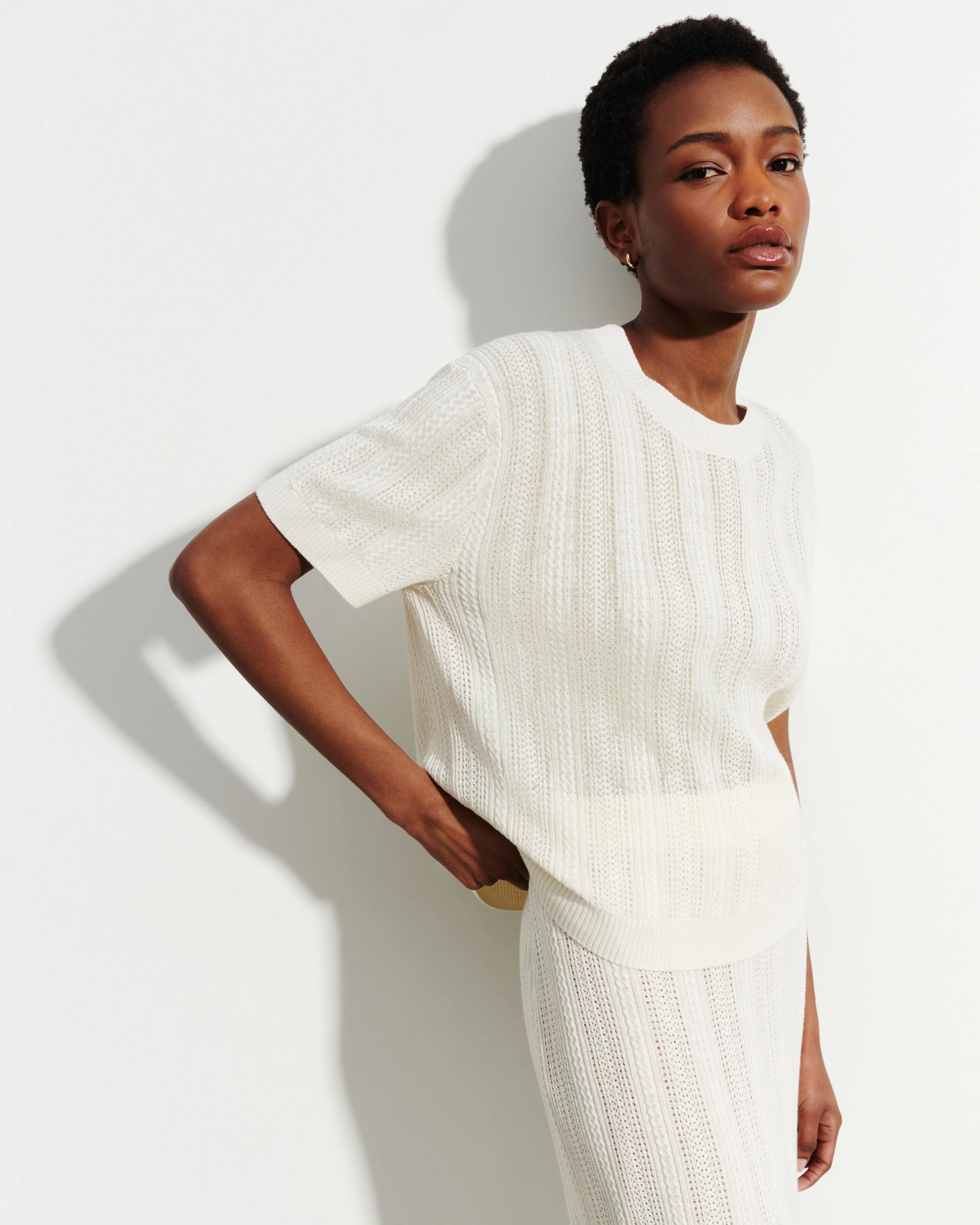 Pull col rond pointelle