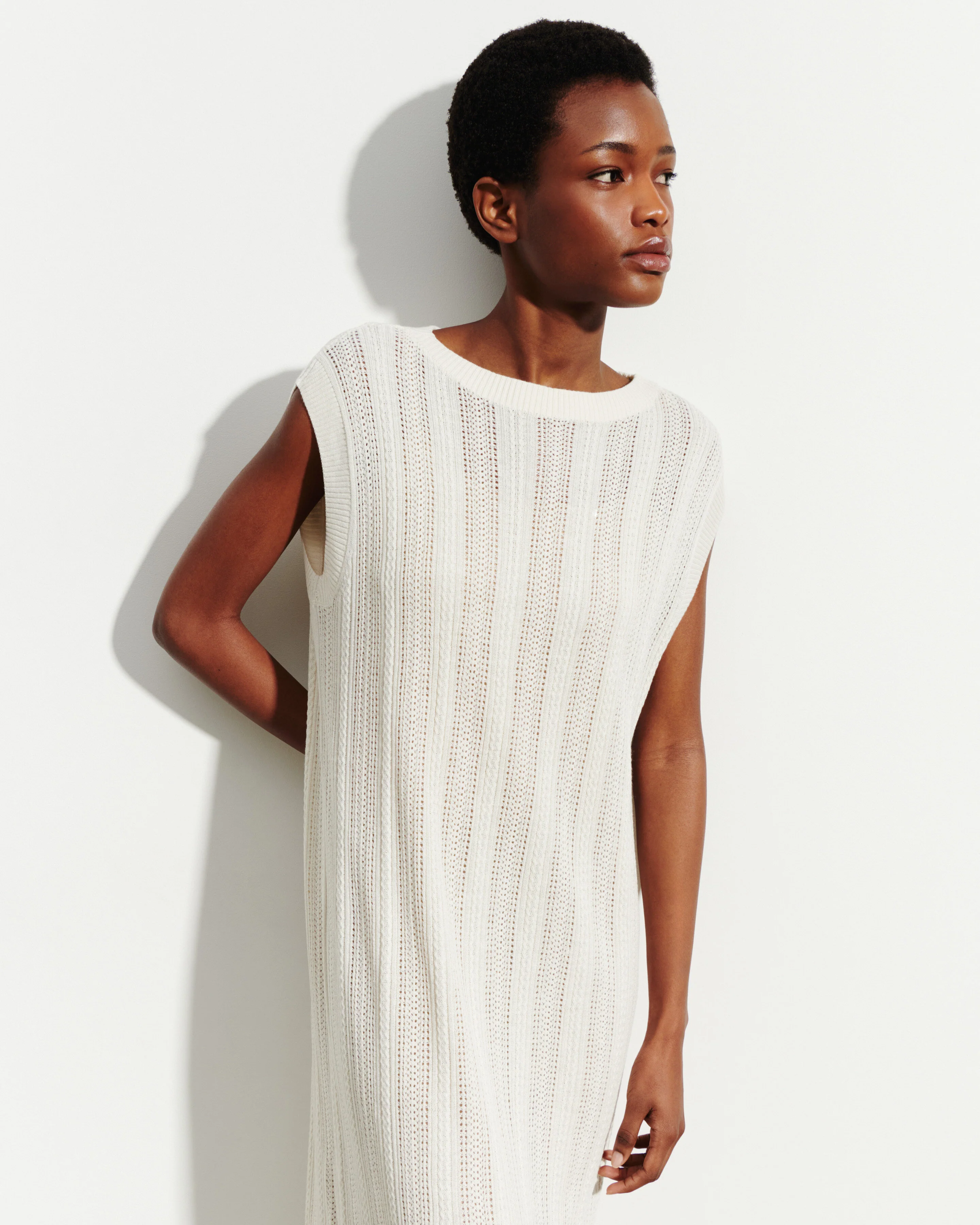 Robe longue droite pointelle - Image 2