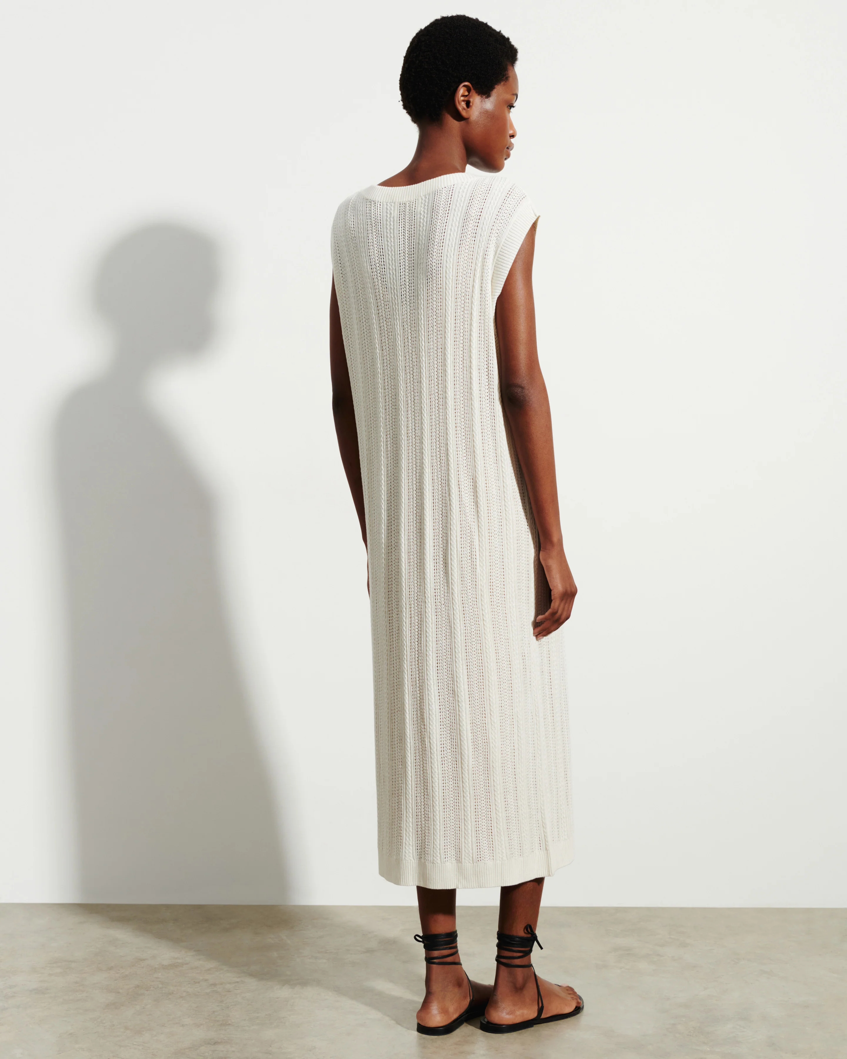 Robe longue droite pointelle - Image 3