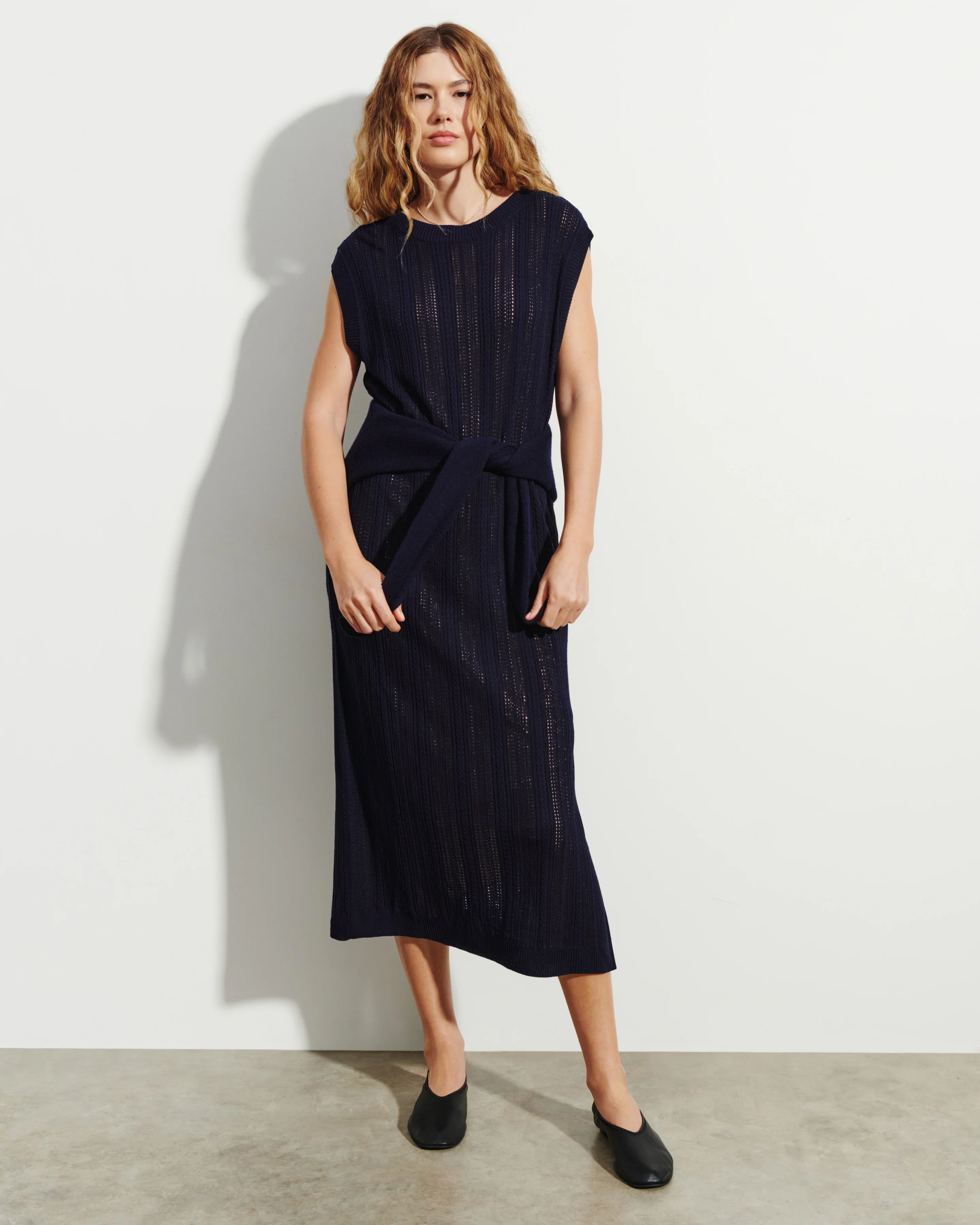 Robe longue droite pointelle - Image 5