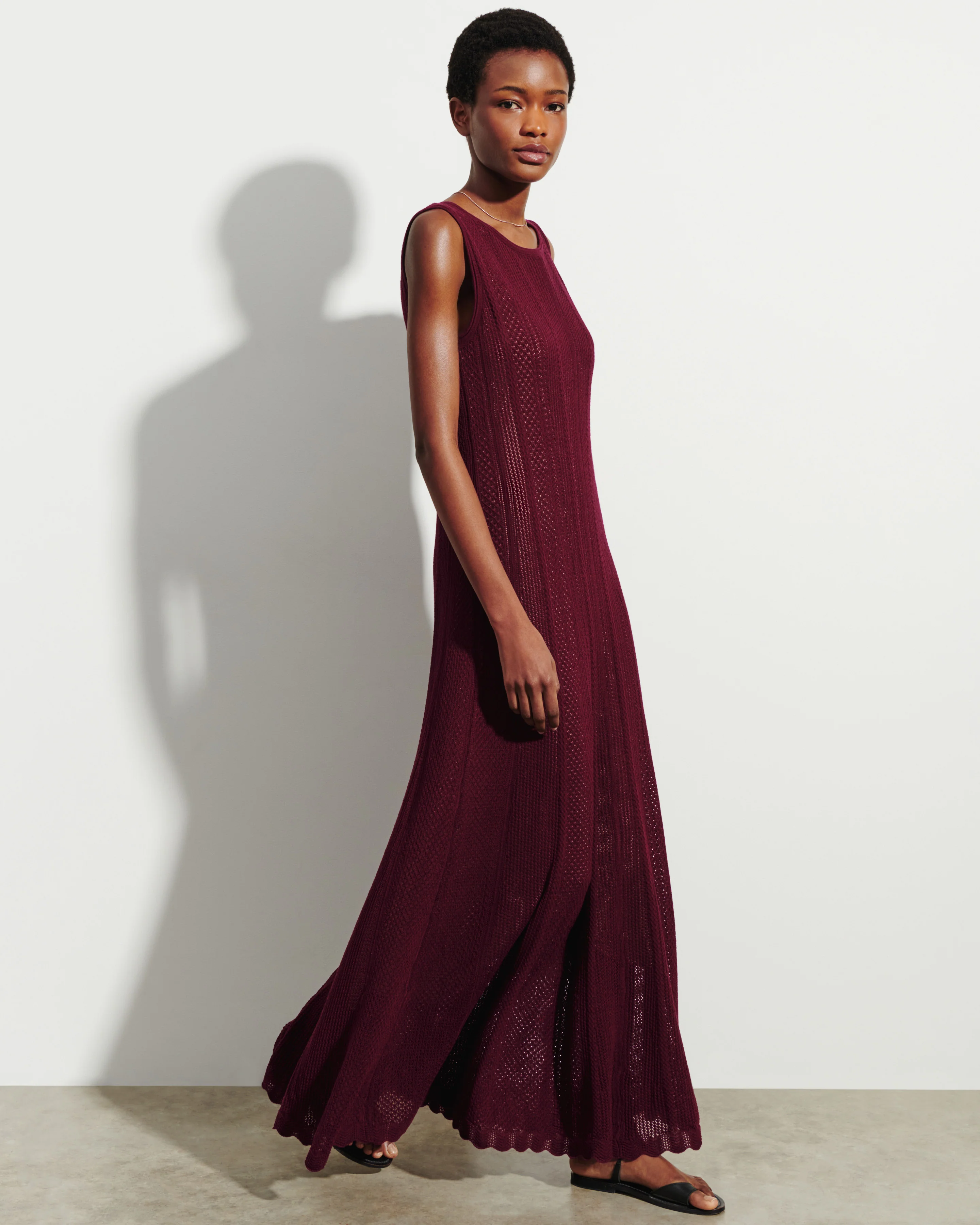 Robe longue pointelle