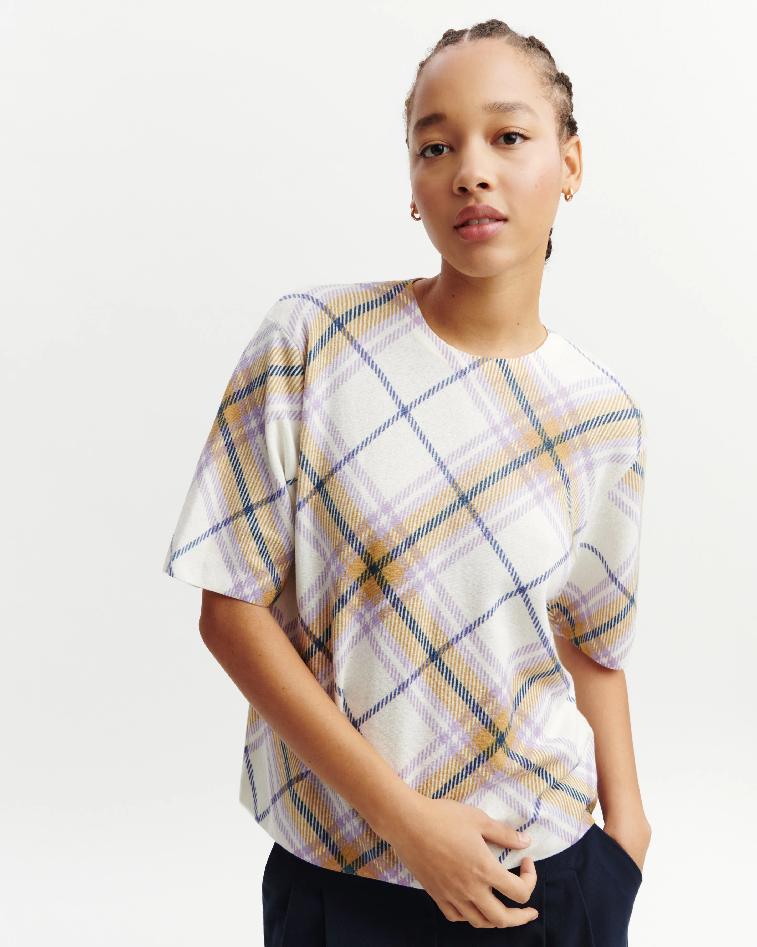 T-shirt ample imprimé tartan
